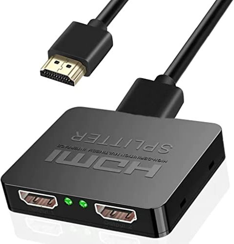 HDMI Splitter 1 In 2 Out，1 to 2 HDMI Splitter for Dual Monitor, 4K 3D Full HD Splitter 1x2 HDCP2.2 for Xbox, PS4/3, Blu-Ray Player, DVD, HDTV