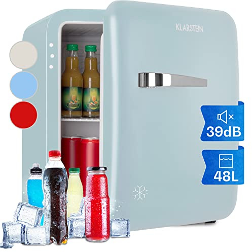 Klarstein Mini Kühlschrank für Zimmer, 48L Mini-Kühlschrank für Getränke & Kosmetik, Kleine Minibar, Kühlschrank Klein & Leise, Verstellbare Ablage, Kleiner Skincare Kühlschrank 0-10°C