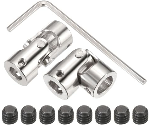 QUARKZMAN 2Pz 8mm a 10mm ID Giunto Universale Albero Accoppiamento, L35XD16 Metallo Giunti Rotabili a 45° con Viti Set Chiavi per Modello Auto Nave Motore Connessione