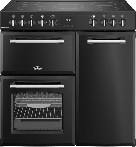 Belling Farmhouse 90E 90cm Electric Range Cooker with Ceramic Hob - Black - A/A Rated
