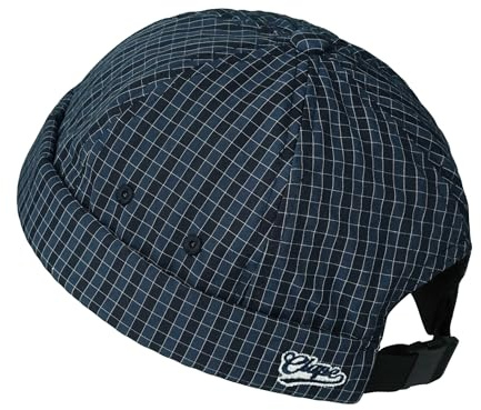 CLAPE Docker keps herr dam keps utan skärm rutig keps utan skärm snabbtorkande dockhatt justerbar hamnmössa fiskarhatt sjömansmössa, FMA2502-blå, one size