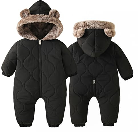 Happy Cherry Snowsuits Baby Winter Overall Warm Down Newborn Romper Hooded Fleece Interior Outwear Infant Boys Girls 0-24 months