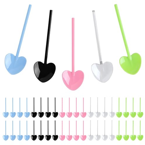 200 cucharas de helado con forma de corazón, reutilizables, mini cucharas coloridas, pequeñas cucharas de postre, reutilizables, biodegradables, para helados, pasteles, yogur, mousse