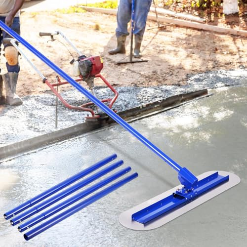 YJINGRUI Piastra per calcestruzzo 120 x 30 cm, distributore di cemento con manico 4 x 1,15 m, per la posa di pavimenti in cemento e cemento, kit Bull Float Concrete (blu)
