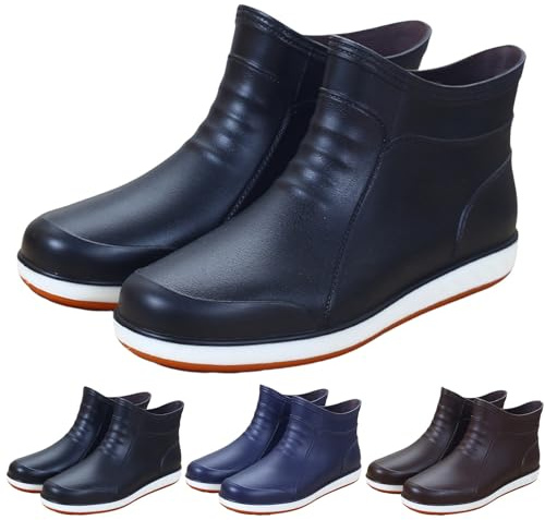 Botas de lluvia para hombre, botas de goma antideslizantes para exteriores, botas cortas de goma resistentes a la abrasión, zapatos de trabajo ligeros y robustos, botas de pesca impermeables, botines