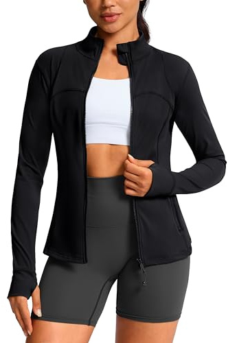 G Gradual Woman Black Athletic Jackets Full Zip Hip Length Slim Fit Lightweight 4 Pockets Gym Running Jacket Clothes (Black, M)