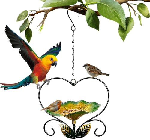 Bandeja Pájaros - Decoración de Hierro con Forma de Flor Resistente a la Intemperie,Pájaros Decorativo - Patio, Observación Aves, Pinzones, Loros, Interior/Exterior, Comida/Agua