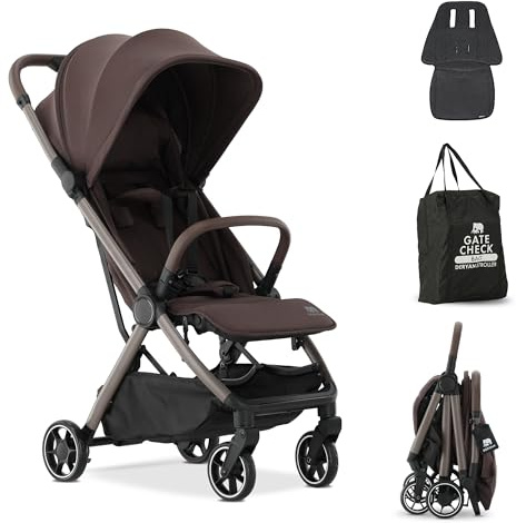 Deryan Air Travel Buggy - Stuga godkänd - Kompakt barnvagn och resväska 8 kg - Resevagn för livet på språng - Vikbar och lätt - Lämplig från födseln till 4 år (0-4 år) - Choklad