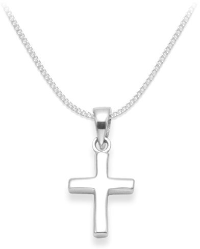 Heather Needham Children's Sterling Silver Cross Necklace on 16 Silver chain - Gift Boxed - Size: 11mm x 15mm. 8155/16