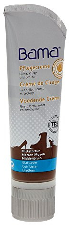 Bama Schuhcreme, Pflegecreme mit Carnaubawachs für Glattleder, optimale Pflege für Lederschuhe, Mittelbraun, 75 ml