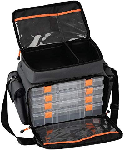 Savage Gear Lure Specialist Bag L Tasche 35x50x25cm inkl. 6 Angelboxen, Anglertasche für Kunstköder & Angelköder, Ködertasche, Angelbox, Köderbox, Angeltasche