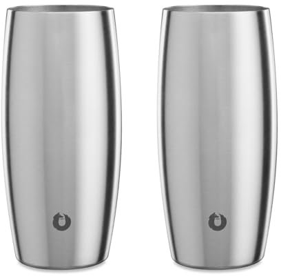 SNOWFOX Insulated Beer Glasses, Premium Vacuum Insulated Stainless Steel for Cold Drinks, Guiness Glasses, Set of 2, Lightweight Pint Glasses, Gift for Men, Home Bar Accessories, 18oz