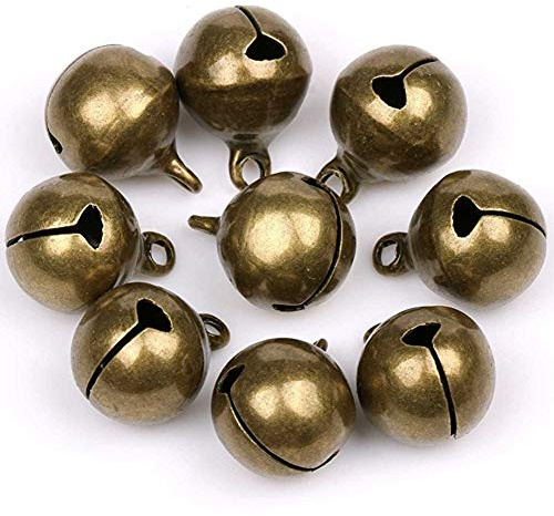 Suneast 50 Pcs Cascabeles de Bronce Antiguo Campanas de Metal, Campanilla para Decoración Navideña, Collares Antipérdida DIY para Mascotas y Animales de Granja, Fabricación de Joyas - 8mm