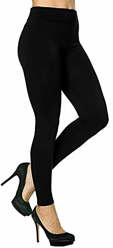 Ladies Thick Winter Thermal Leggings Fleece Lined Warm High Waist Size-14 Black