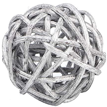20st Rottingbollar Vägghängande Belysning Dekoration Träddekoration för Budgies Conures Ball Orbs Crafts DIY Tillbehör(White)