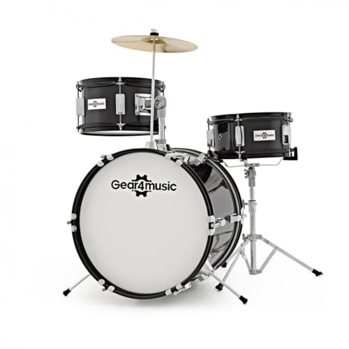 Batterie Acoustique Junior 3 Pièces pour Enfants 5-10 Ans | Pour enfants de 5 à 10 ans, taille réduite évite les efforts excessifs, pince de caisse claire réglable, tabouret inclus