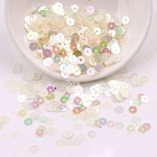 Duories 4000 Stück Pailletten 4mm Durchmesser Glitzer für DIY Glitzer Stickerei DIY Handwerk (Weiß nicht gerade )