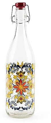 Excelsa Trinacria Bouteille d'eau, 1 litre, verre, avec joint d'étanchéité