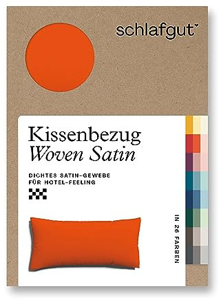 schlafgut Woven Satin Kissenbezug 40 x 80 cm Red Mid Uni in Premium Hotelqualität, Kopfkissenbezug einzeln mit 100% weicher Baumwolle