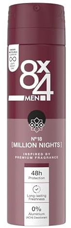 6-pack – 8 x 4 deodorantspray män nr 18 (miljon nattar) – utan aluminium – 6 x 150 ml