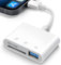 SD Card Reader Adapter for iPhone, 3-In-1 Lightning to SD/TF Card Reader with USB OTG Adapter for iPad, Digital Camera Memory Card Viewer for iPhone 14/13/12/11/X/XS/XR/8/7/iPad, Plug and Play