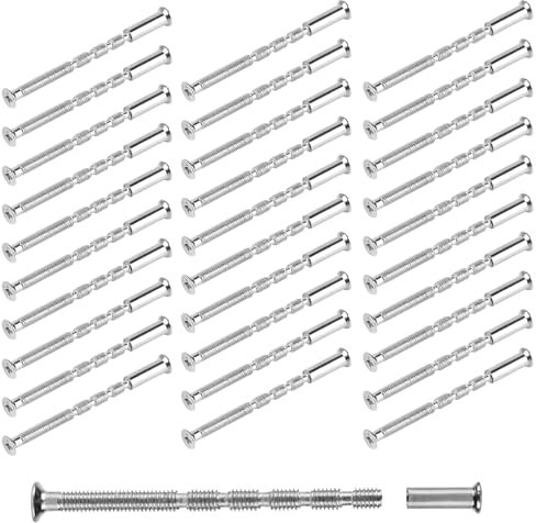 Paquete de 30 Tornillos de Conexión con Manguito m4x60mm para Manetas y Manijas de Puerta - Conectores de Muebles