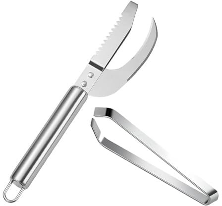 OHYER Couteau À Gueule De Poisson Multifonctionnel Couteau à éCailles De Poisson Dentelé éCaille De Poisson en Acier Inoxydable Couteau à Gueule De Poisson Pince à arêtes pour Poisson (2)