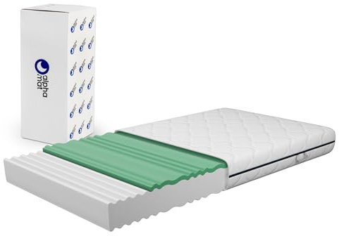 alpha matta madrass 80 x 200 Simply skummadrass höjd 15 cm, rullmadrass 7-zons hårdhetsgrad H3 H2 medelfast, vändmadrass, Oeko-Tex, hyperallergi, tvättbart överdrag
