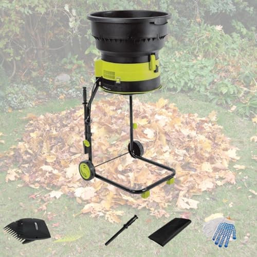 Broyeur de feuilles électrique 8000 tr/min 2500 W avec roues et sac de rangement Protection contre la surchauffe avec roues et sac de rangement,35cm