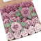 Souvik 25 Rosas Artificiales con Tallo y Hojas en Caja de Regalo Flores Decorativas para DIY Boda y Hogar Rosas Artificiales en Degradado Rosa y Lila