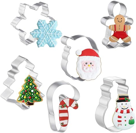 Kixolazr Emporte-Pièces À Biscuits De Noël,Outils De Pâtisserie Père Noël Et Bonhomme De Neige - Coffret De Moules En Métal Pour Fêtes À Biscuits | Pour Nourriture Dessert Pâtisserie Adultes