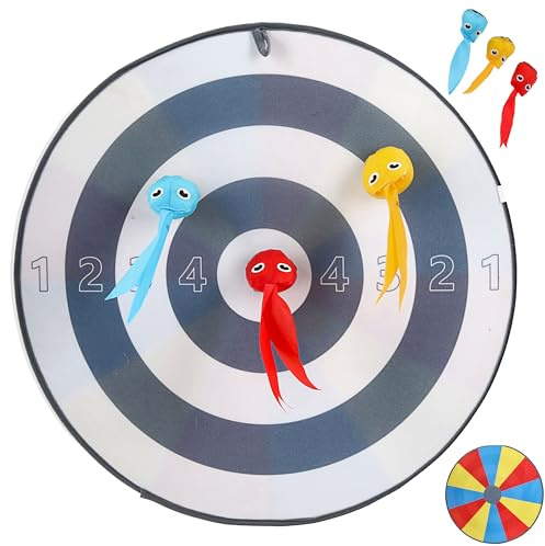 Kastspel med kardborreband | Ø 50 cm polyesterplast | målskiva tre bollar | Softdart självhäftande bollar målkast | skicklighetsspel utomhus