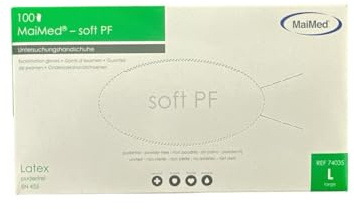 Maimed GmbH 100 Latex Untersuchungshandschuhe MaiMed soft PF puderfrei Einmalhandschuhe Gr. S-XL, Größen_1:L