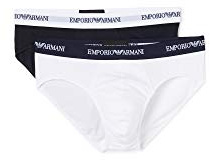 Emporio Armani Underwear CC717 Slip, Hombre, Blanco/Azul Marino, S