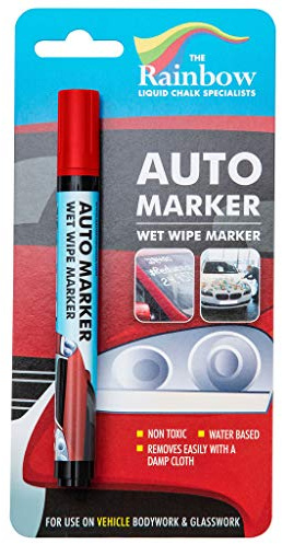 Window Markers for Glass Washable Car Window Paint Pen- Dry Erase Liquid Chalk Marker Car Decorations on All Surfaces, Tire, Windshield - Auto Marker, Autowriter, Rain Resistant (Red, Fine Tip)