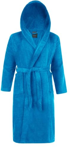 Adore Home 100% Cotton Terry Towelling Hooded Shawl Collar Bathrobe Small,Aqua