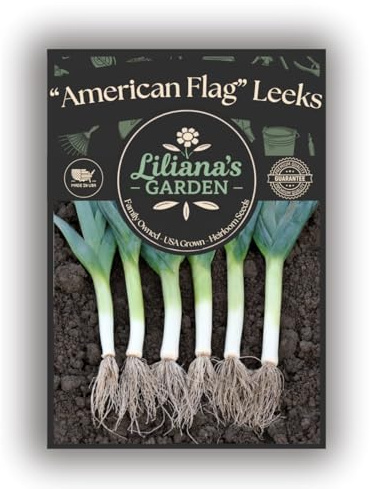 American Flag Leek Seeds – USA Grown Heirloom – Mild, Sweet Onion Flavor – Non-GMO, Open-Pollinated – Liliana’s Garden