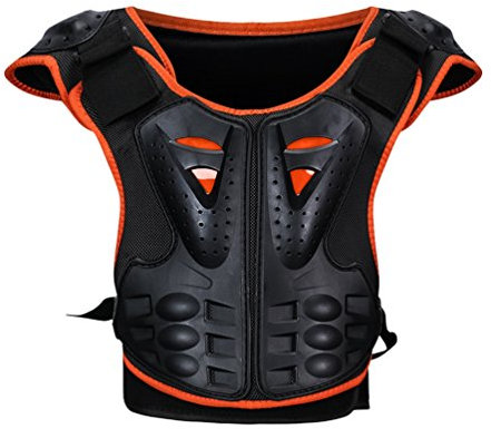 Dexinx Moto Armatura Vest Bambino Senza Maniche Bici della Via del Torace Back Protector Freddo alla Moda Protezione del Giubbotto da Bici Arancione Nero L