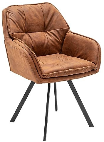 invicta INTERIOR Drehbarer Retro Design Stuhl MR. Lounger Hellbraun mit Armlehne Esszimmerstuhl Drehbar