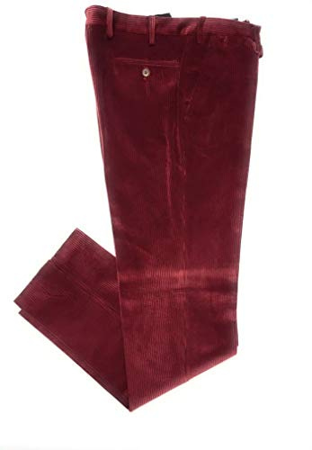 Vittorio Lorini Pantalone Velluto, Duca Visconti di Modrone Elasticizzato (5 Colori) (Bordeaux, 58)