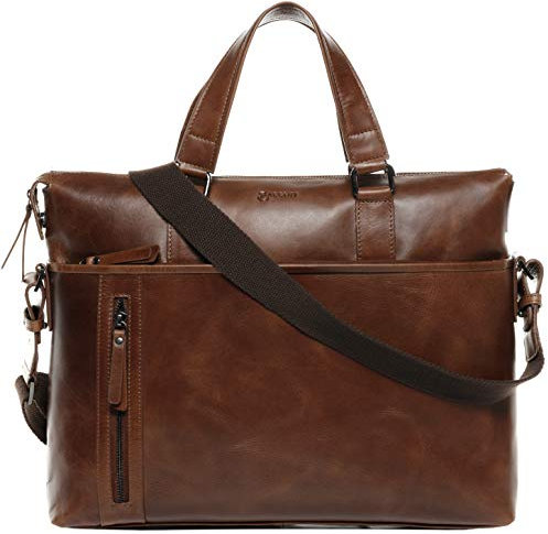 BACCINI große Laptoptasche echt Leder - 15.4 Zoll Laptop Business-Tasche Leandro - Umhängetasche Aktentasche mit extra Laptop-Hülle - Ledertasche Herren und Damen braun handgefertigt