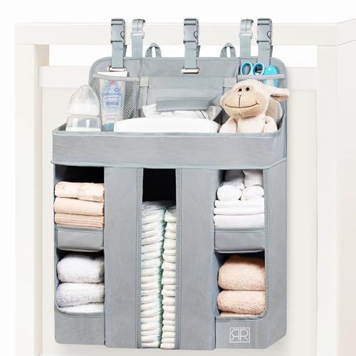 ROYAL RUSU Premium Hanging Diaper Caddy Organizer – Nursery Storage Caddy for Baby Essentials – Ideal Gift for Boys & Girls – Fits Crib, Changing Table, Playard, Wall & Door