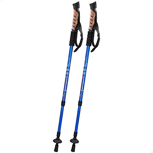 2er-Pack Spazierstöcke, Teleskop-Wanderstöcke, Aluminium-Trekkingstöcke, gepolsterter Griff, ausziehbar von 67 bis 135 cm, zufällige Farbe blau oder schwarz, Aktive Sports