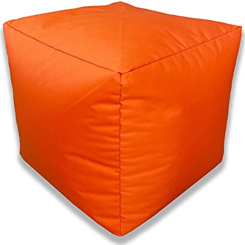 Beautiful Beanbags - Beanbag Cube Footstool - Water-Resistant Pouffe for Indoor or Outdoor Use - Manufactured in UK (Orange)