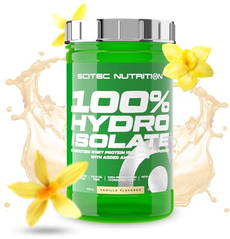 Scitec Nutrition 100% Hydro Isolate – Hydrolyzed Isolate with Glutamine & Arginine – Sugar-Free, Gluten-Free – Post-Workout Recovery, 700 g, Vanilla
