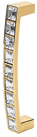 Cyrank Maniglie in cristallo dorato, maniglie per porte in cristallo trasparente con maniglie a doppio foro per armadio, cucina, camera da letto