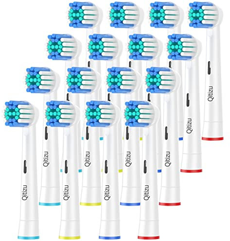 Qitizu Aufsteckbürsten Kompatibel mit Braun Oral B Elektrische Zahnbürste, 16er Efficient Clean Zahnbürstenaufsatz Aufsätze für Pro Smart Vitality Genius (16 Weiß, 16 stück(1er Pack))