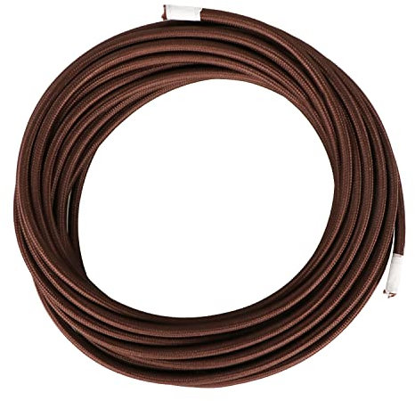 Helunsi 10 Meters / 32.8FT Electrical Cable Wire, Brown 3 Core 0.75mm² Round Fabric Cable, Vintage Flex Cloth Braided Wire for DIY Lamps Industrial Pendant Lights Flexible Lighting Project - 10m
