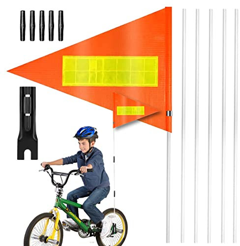 Fahrradfahne, Fahrrad Wimpel, Sicherheitswimpel, Fahrradfahne Reflektierend, Kinderfahrradfahne, 180cm Fahrradwimpel Wimpelstange, Teilbarer Sicherheitswimpel, Für Jungen Mädchen Radfahren, Orange