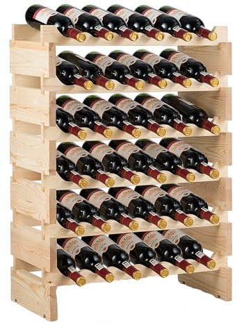 GYMAX Portabottiglie Vino in Legno di Pino, Cantinetta Vino con 6 Ripiani, per 36/72 Bottiglie di Vino, Porta Bottiglie di Vino da Terra, per Cantina, Sala da Pranzo, Bar (63 x 28 x 85 cm)